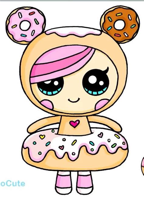 donut girl kawaii girl drawings disney drawings cartoon drawings