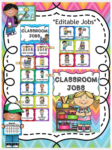 preschool job chart  printable printable templates  nora