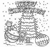 Drawing Merry Christmas Tree Coloring Pages Kids Printable Color Scene Simple Easy Fun Sketch Funny Xmas Pencil Stuff Young Drawings sketch template