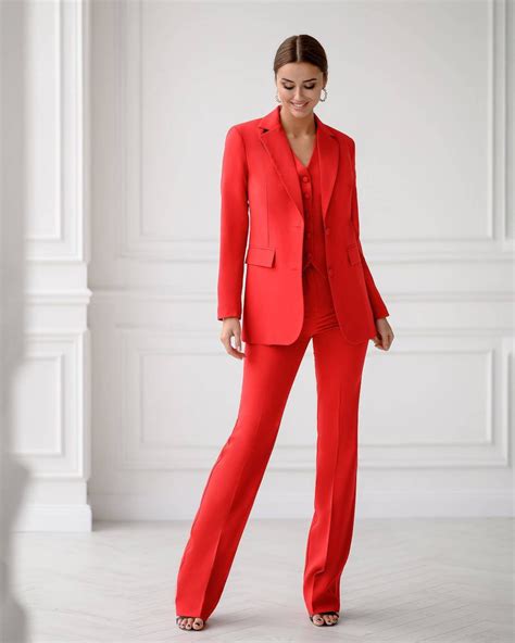 rood broekpak voor vrouwen rode formele broek pak set voor etsy belgie