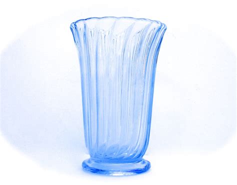 1940s Blue Depression Glass Vase Vintage Glass Vase By Fillygumbo