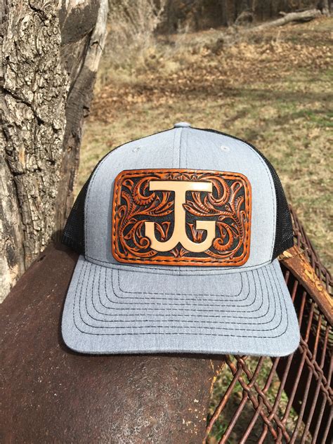 custom leather patch hats
