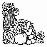 Thanksgiving Coloring Cornucopia Canada Fruit Dinner sketch template