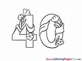 40 Birthday Coloring Happy Pages Years Flowers Sheet Title Sheets sketch template