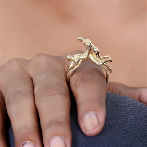 18k gold nude couple missionary position ring gold sex ring etsy canada