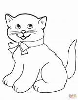 Cartoon Coloring Kitten Pages Cats sketch template