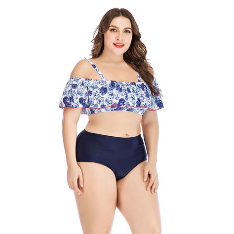 Street Ruffle Top Plus Size Swimwear Suits Rack Cheap For Girls’ Plus