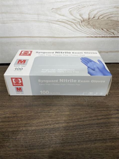 blue basic synguard nitrile exam gloves size medium ngpf