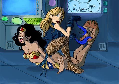 Black Canary Tickles Wonder Woman S Feet Superhero Foot