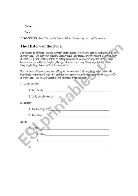 english worksheets outline form practice