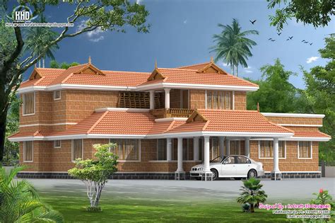 kerala style traditional villa  courtyard house design plans