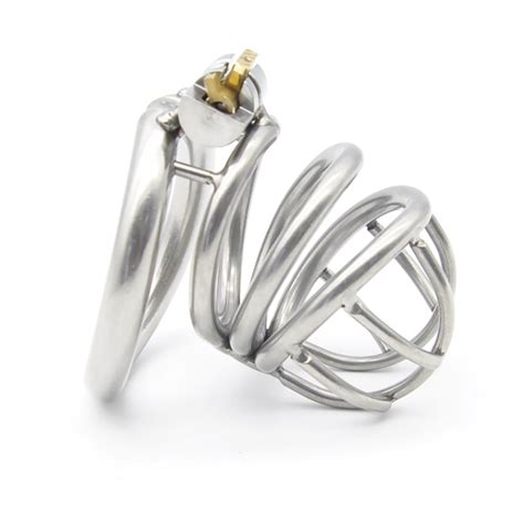 Stainless Steel Male Chastity Device Penis Ring Curved Cock Cage