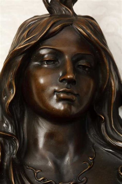 Art Nouveau Bronze Bust Female Figurine Wall Hanging Applique