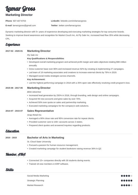 marketing director resume examples  guide