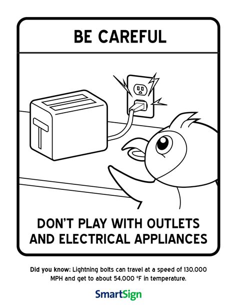safety coloring printable  kids dont play  electrical outlets