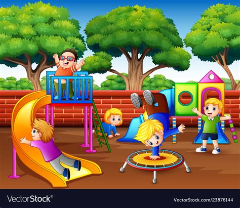 cartoon children  fun   playground vector image