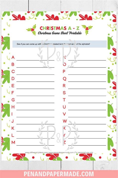 christmas game printables bundle  pages holiday
