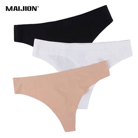 maijion 3pcs lot sexy seamless g string briefs 5 colors nylon panties