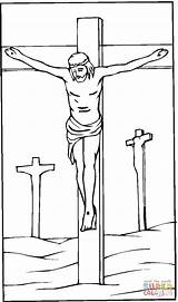 Crucificado Crucifixion Colorir Crucified Croix Jesús Dibujo Golgotha Kreuzweg Desenhos Cristianas Coloriages Ausmalbilder Jesu Coloringcity sketch template