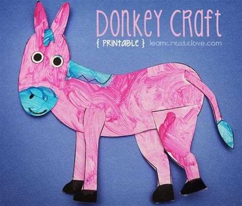 printable donkey craft learncreatelovecom crafts pinterest