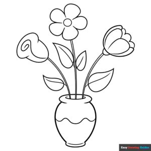 simple flowers   vase coloring page easy drawing guides