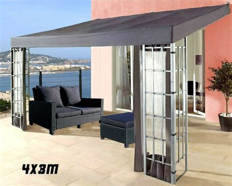 heavy duty metal gazebo canopy outdoor patio sun shelter shed wall mounted  gazebo