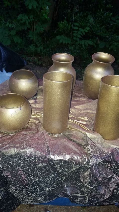 Glass Vases Spray Painted With Gold Vases Dollar Tree Spray Paint