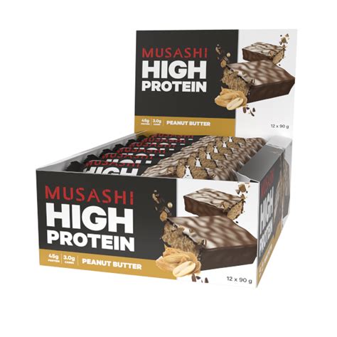 Musashi High Protein Bar Peanut Butter 90g Box Of 12 360activ