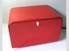 Vintage Red Metal Bread Box Lincoln Beauty Box by 2BoredBunnies