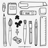 School Materials Vector Drawn Hand Pencil Supplies Freepik Board Draw Clipart Back Choose Illustrations sketch template
