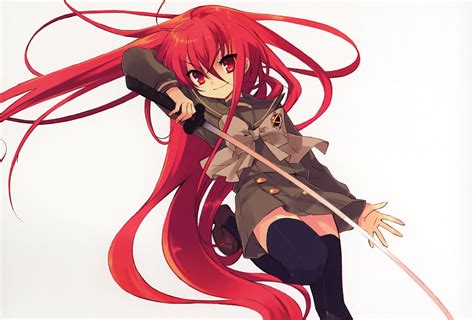 long hair red eyes red hair shakugan no shana shana sword