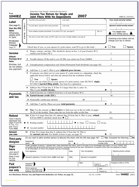 printable tax form  printable form