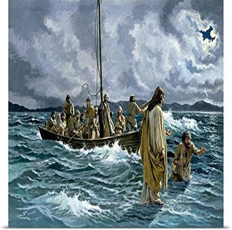 amazoncom greatbigcanvas entitled christ walking   sea