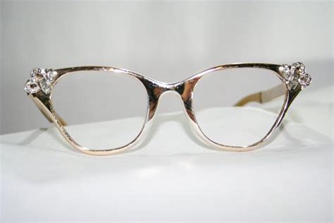 vintage tura gold frame eye glasses modified cat eye and diamondette
