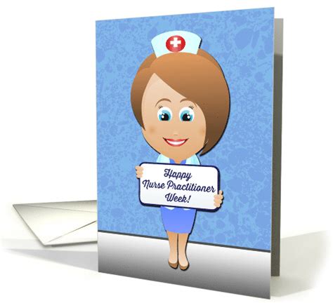 happy national nurse practitioner week cartoon style card