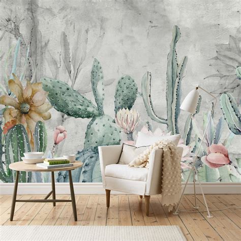cactus flower   living room wall wallpaper wallpaperscom