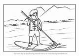Paddle Boarding Draw Drawing Sports Scene Step sketch template