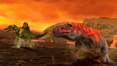 tyrannosaurus rex  spinosaurus dinosaurs battle world championship