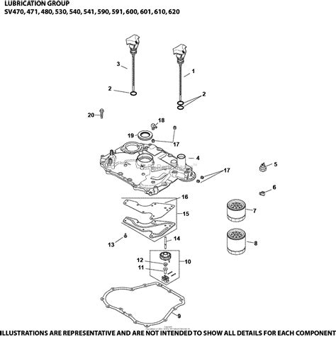 kohler sv  mtd  hp  kw parts diagram  lubrication group    sv