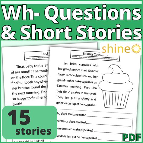 wh questions short stories shine speech activities