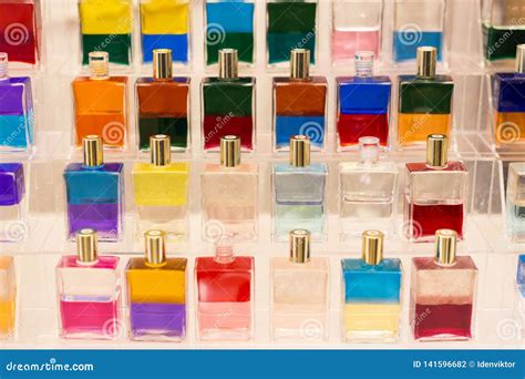 color perfume glass bottles stock photo image  green experiment