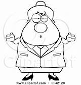 Shrugging Chubby Careless Lady Business Clipart Cartoon Outlined Coloring Vector Thoman Cory Regarding Notes sketch template