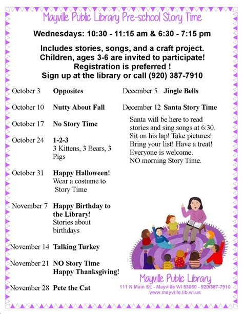 preschool story time mayville public library