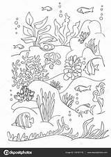 Mer Marino Fondale Seaweed Vettoriali sketch template