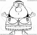 Chubby Shrugging Native Woman American Clipart Cartoon Thoman Cory Outlined Coloring Vector sketch template