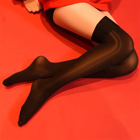 Sexy Women Oil Shiny High Elastic Thigh High Stockings 8d See Through