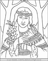 Kateri Tekakwitha Coloring Saint Thecatholickid Pages sketch template