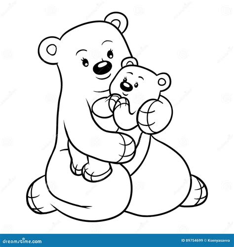 coloring book  kids family  bears stock vector illustration