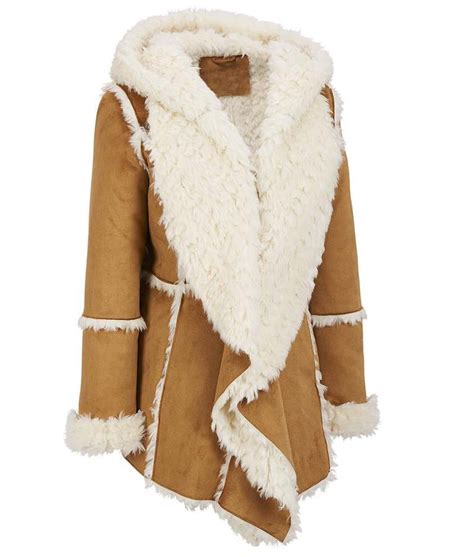 Womens Fur Suede Overcoat With Hood Womens Brown Fur Overcoat