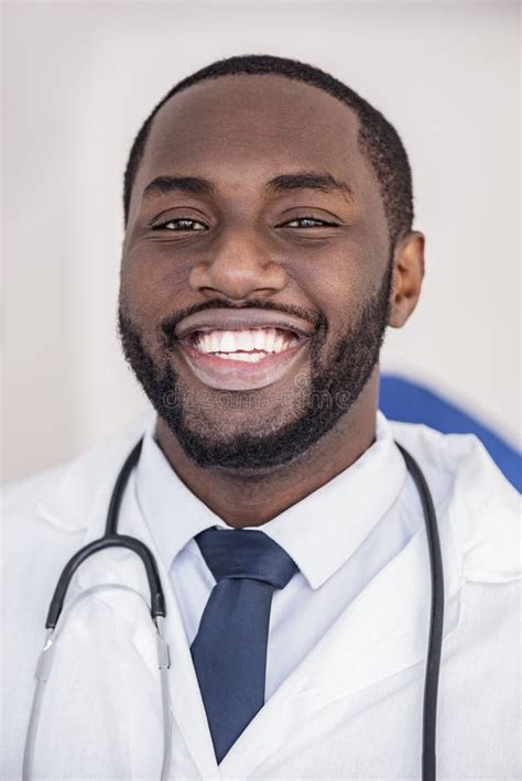 face  happy doctor situating  hospital stock photo image